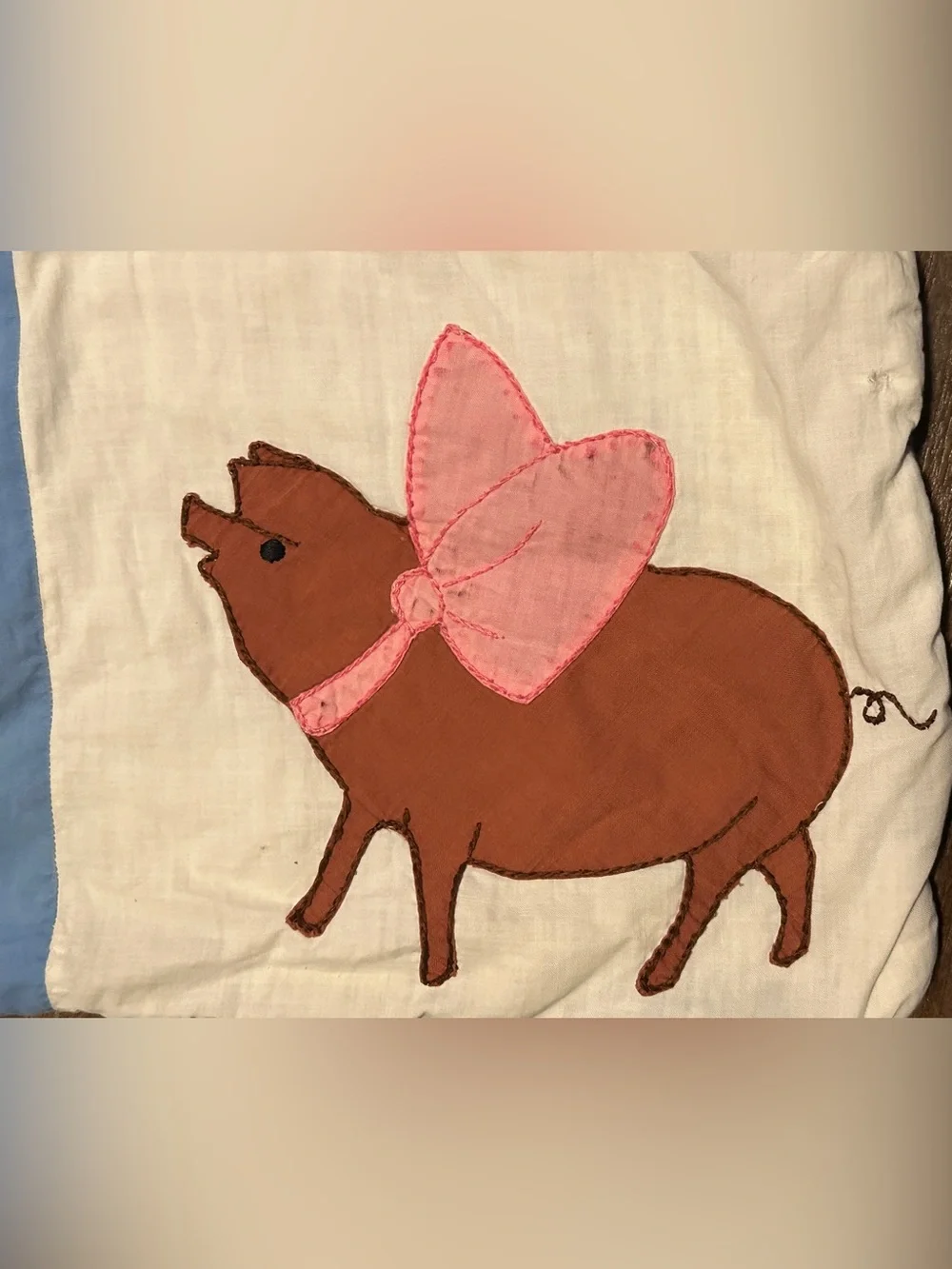 Vintage Quilt Tied Baby Child Animal Appliqué Alphabet Embroidery